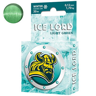 Леска зимняя AQUA Ice Lord Light Green 0,12mm 30m, цвет - светло-зеленый, test - 1,70kg
