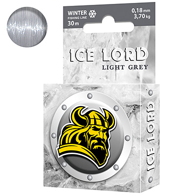 Леска зимняя AQUA Ice Lord Light Grey 0,18mm 30m, цвет - светло-серый, test - 3,70kg