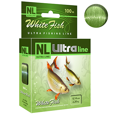 Леска AQUA NL ULTRA WHITE FISH (Белая рыба) 100m 0,14mm, цвет - светло-зеленый, test - 2,20kg