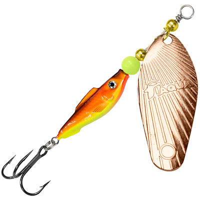Блесна AQUA FISH SHELL-3, вес - 12,0g, лепесток №3 (медь), цвет тела 05 (оранжево-желтый)