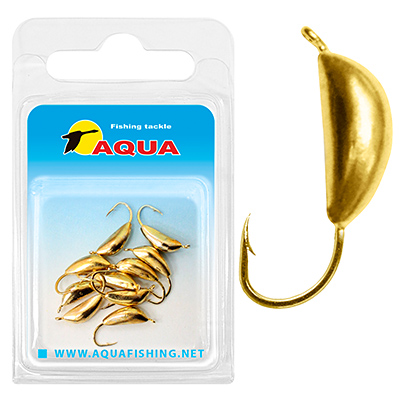 Мормышка вольфрамовая AQUA «Банан» (10 штук в упаковке), d3,0 с ушком, золото