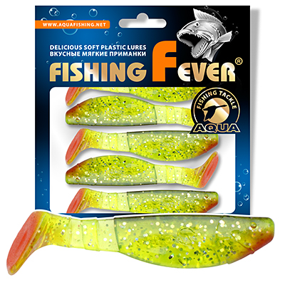 Риппер для рыбалки AQUA FishingFever FLAT, длина - 7,5cm, вес - 6,9g, упаковка 5 шт, цвет 067 (прозрачно-зеленый с блестками)