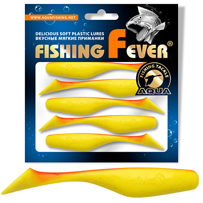 Риппер для рыбалки AQUA FishingFever REX, длина - 8,0cm, вес - 5,8g, упаковка 5 шт, цвет 057 (желто-красный)