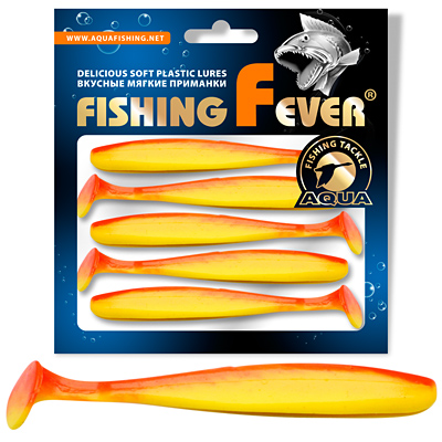 Риппер для рыбалки AQUA FishingFever SLIM, длина - 10,0cm, вес - 5,0g, упаковка 5 шт, цвет D026 (желто-оранжевый)