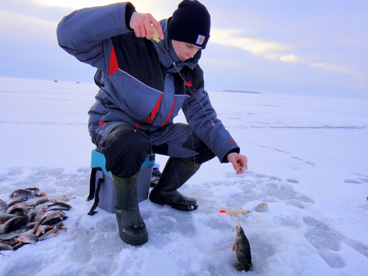 Статья о зимней рыбалке на Ладоге на окуня с балансирами Аква.