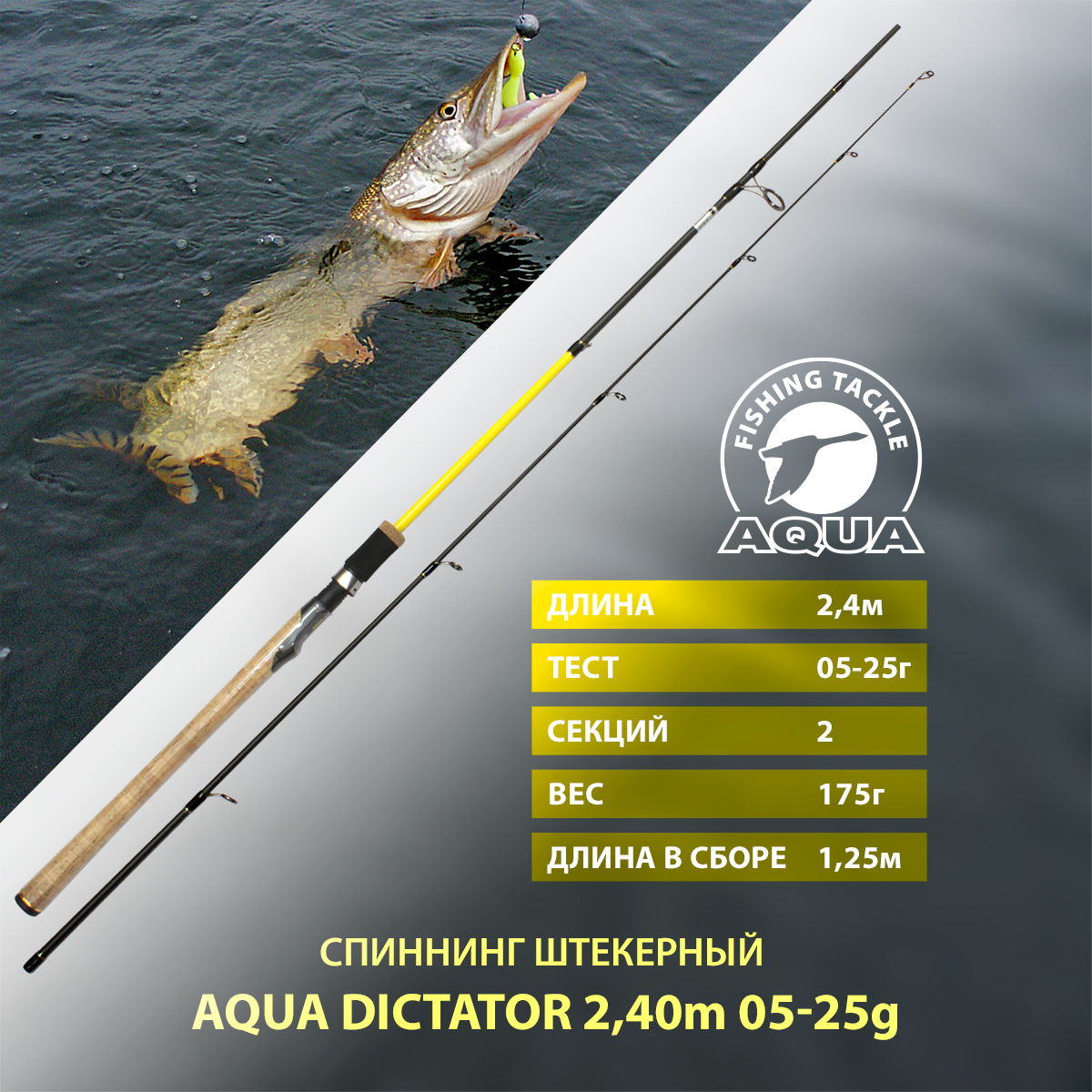 Спиннинг штекерный для рыбалки AQUA DICTATOR