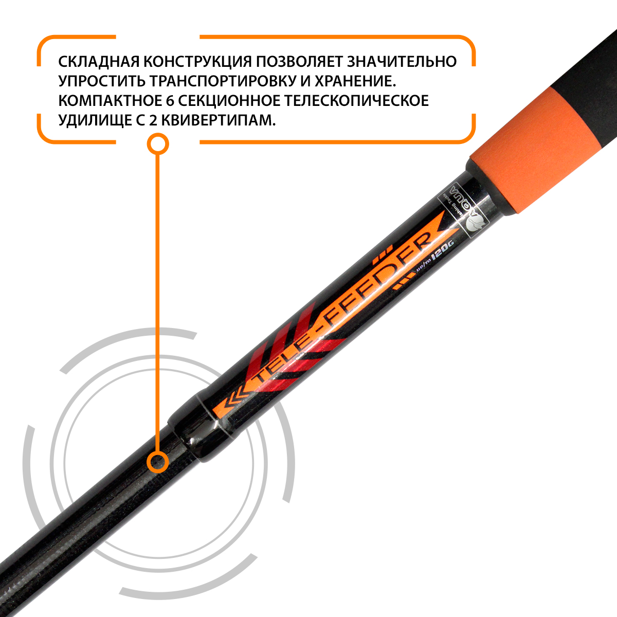 Удилище фидерное телескопическое для рыбалки AQUA TELE FEEDER