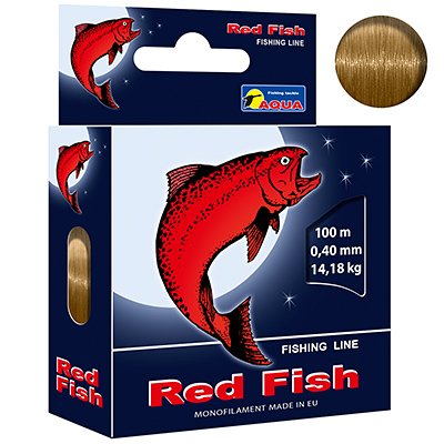 Леска AQUA Red Fish 0,40mm 100m, цвет - серо-коричневый, test - 14,18kg