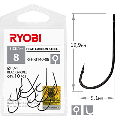 Крючок RYOBI RFH-3140 №08(10шт)