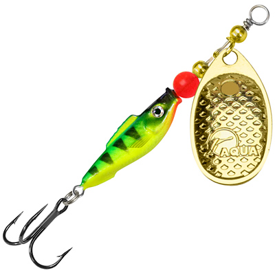Блесна AQUA FISH COMET-3, вес - 12,0g, лепесток №3 (золото), цвет тела 62 (флуоресцентный окунь)