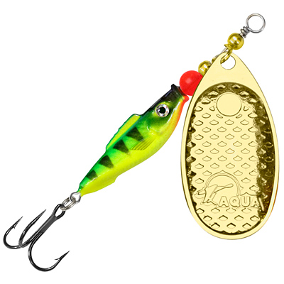 Блесна AQUA FISH COMET-4, вес - 20,0g, лепесток №4 (золото), цвет тела 62 (флуоресцентный окунь)