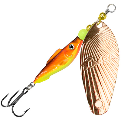 Блесна AQUA FISH SHELL-4, вес - 20,0g, лепесток №4 (медь), цвет тела 05 (оранжево-желтый)