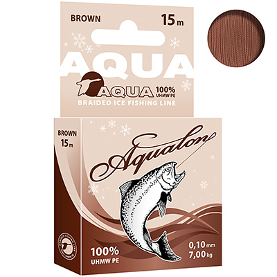 Плетеный шнур AQUA Aqualon Brown зимний 0,10mm 15m, цвет - коричневый, test - 7,00kg