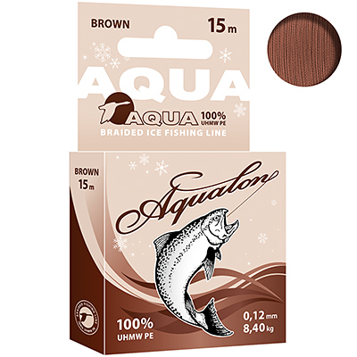 Плетеный шнур AQUA Aqualon Brown зимний 0,12mm 15m, цвет - коричневый, test - 8,40kg