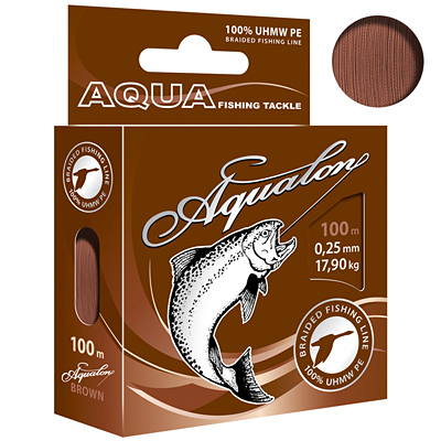 Плетеный шнур AQUA Aqualon Brown 0,25mm 100m, цвет - коричневый, test - 17,90kg