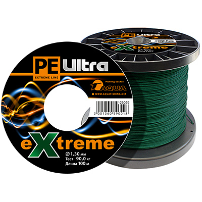 Плетеный шнур AQUA PE ULTRA EXTREME 1,30mm (цвет dark green) 100m