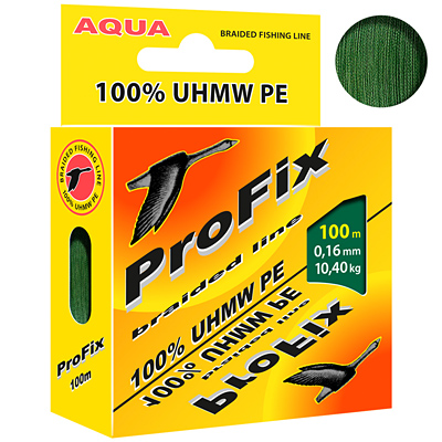 Плетеный шнур AQUA ProFix Dark-Green 0,16mm 100m, цвет - темно-зеленый, test - 10,40kg