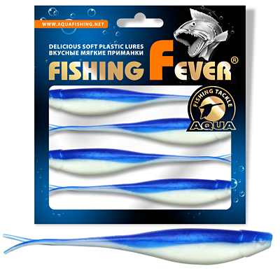 Риппер для дроп-шота AQUA FishingFever BOSS, длина - 12,0cm, вес - 8,5g, упаковка 4 шт, цвет 006 (бело-синий)