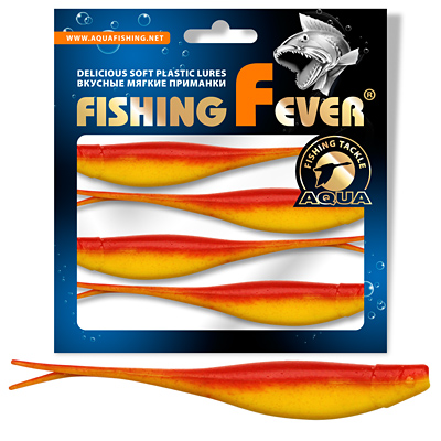 Риппер для дроп-шота AQUA FishingFever BOSS, длина - 12,0cm, вес - 8,5g, упаковка 4 шт, цвет 057 (желто-оранжевый)