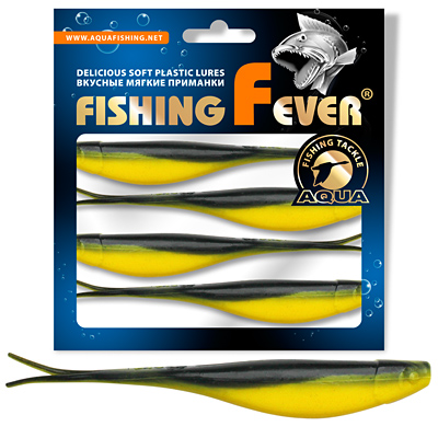 Риппер для дроп-шота AQUA FishingFever BOSS, длина - 12,0cm, вес - 8,5g, упаковка 4 шт, цвет 061 (желто-черный)