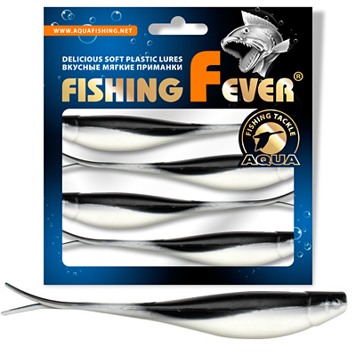Риппер для дроп-шота AQUA FishingFever BOSS, длина - 12,0cm, вес - 8,5g, упаковка 4 шт, цвет WB (бело-черный)