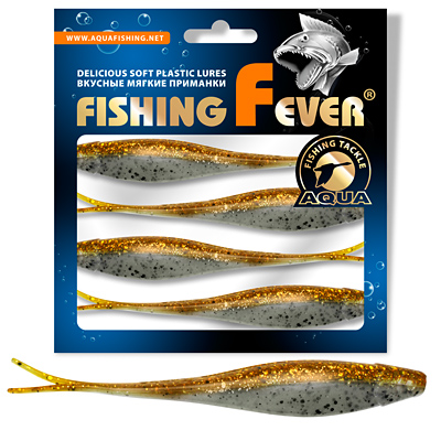 Риппер для дроп-шота AQUA FishingFever BOSS, длина - 12,0cm, вес - 8,5g, упаковка 4 шт, цвет WH05 (перламутрово-золотой  с блестками)