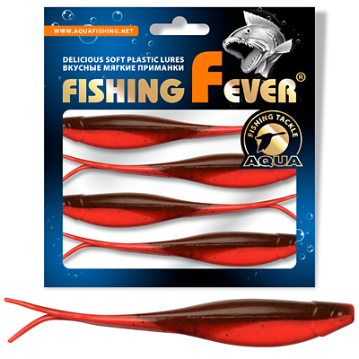 Риппер для дроп-шота AQUA FishingFever BOSS, длина - 12,0cm, вес - 8,5g, упаковка 4 шт, цвет WH10 (красно-коричневый)