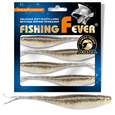 Риппер для дроп-шота AQUA FishingFever BOSS, длина - 12,0cm, вес - 8,5g, упаковка 4 шт, цвет WH11 (прозрачно-серый с  блестками)