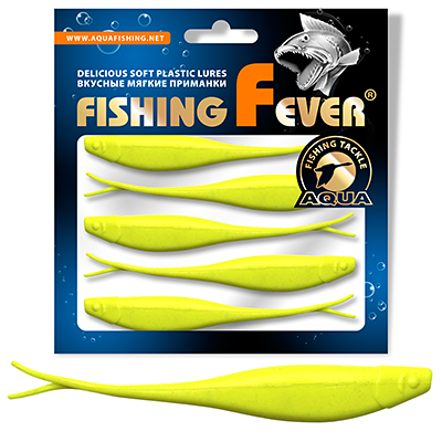 Риппер для дроп-шота AQUA FishingFever BOSS, длина - 9,0cm, вес - 3,2g, упаковка 5 шт, цвет 055 (лимонник)