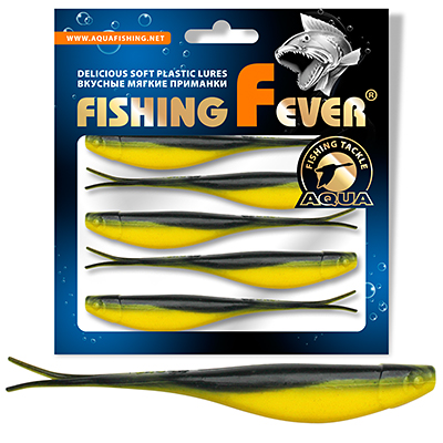 Риппер для дроп-шота AQUA FishingFever BOSS, длина - 9,0cm, вес - 3,2g, упаковка 5 шт, цвет 061 (желто-черный)