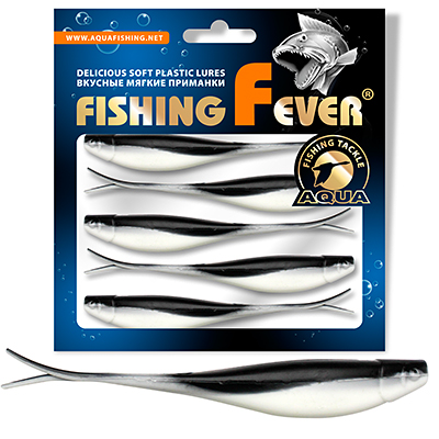 Риппер для дроп-шота AQUA FishingFever BOSS, длина - 9,0cm, вес - 3,2g, упаковка 5 шт, цвет WB (бело-черный)