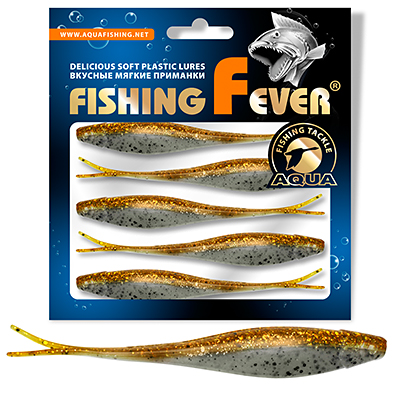 Риппер для дроп-шота AQUA FishingFever BOSS, длина - 9,0cm, вес - 3,2g, упаковка 5 шт, цвет WH05 (перломутрово-золотой  с блестками)