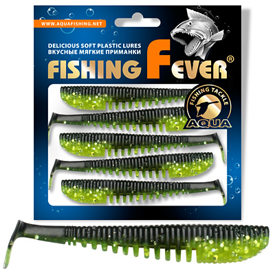 Риппер AQUA FishingFever COMB, длина - 7,0cm, вес - 3,0g, упаковка 5 шт, цвет 067 (зелено-черный с блестками)