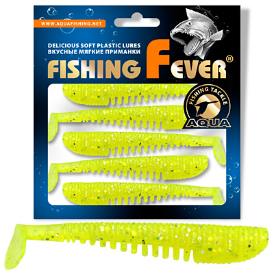 Риппер AQUA FishingFever COMB, длина - 7,0cm, вес - 3,0g, упаковка 5 шт, цвет 203 (прозрачно-желтый с блестками)