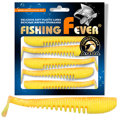 Риппер AQUA FishingFever COMB, длина - 7,0cm, вес - 3,0g, упаковка 5 шт, цвет WH04 (желтый с блестками)
