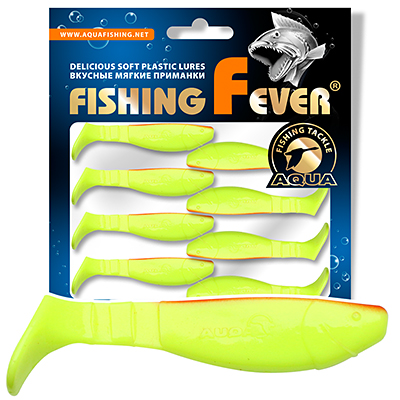 Риппер для рыбалки AQUA FishingFever FLAT, длина - 5,0cm, вес - 2,5g, упаковка 8 шт, цвет 057 (лимонник с красным)