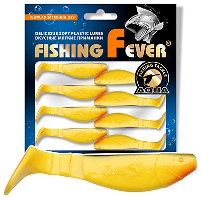 Риппер для рыбалки AQUA FishingFever FLAT, длина - 5,0cm, вес - 2,5g, упаковка 8 шт, цвет 061 (желто-черный с красным)