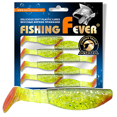 Риппер для рыбалки AQUA FishingFever FLAT, длина - 5,0cm, вес - 2,5g, упаковка 8 шт, цвет 067 (прозрачно-зеленый с блестками)
