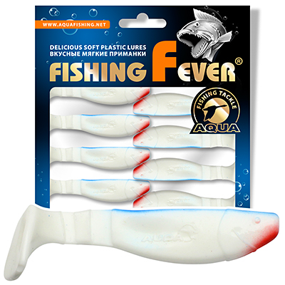 Риппер для рыбалки AQUA FishingFever FLAT, длина - 6,5cm, вес - 4,6g, упаковка 8 шт, цвет 006 (бело-синий с красным)