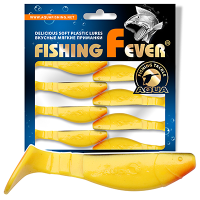 Риппер для рыбалки AQUA FishingFever FLAT, длина - 6,5cm, вес - 4,6g, упаковка 8 шт, цвет 061 (желто-черный с красным)