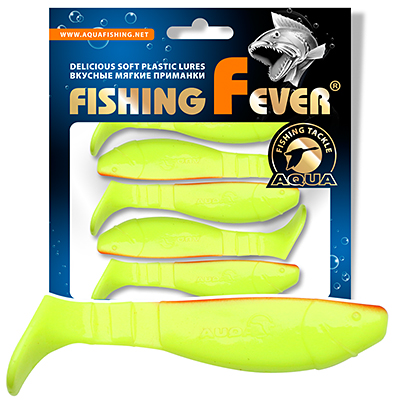 Риппер для рыбалки AQUA FishingFever FLAT, длина - 7,5cm, вес - 6,9g, упаковка 5 шт, цвет 057 (лимонник с красным)