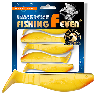 Риппер для рыбалки AQUA FishingFever FLAT, длина - 7,5cm, вес - 6,9g, упаковка 5 шт, цвет 061 (желто-черный с красным)