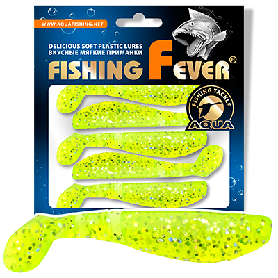 Риппер для рыбалки AQUA FishingFever FLAT, длина - 7,5cm, вес - 6,9g, упаковка 5 шт, цвет 203 (прозрачный лимонник с блестками)