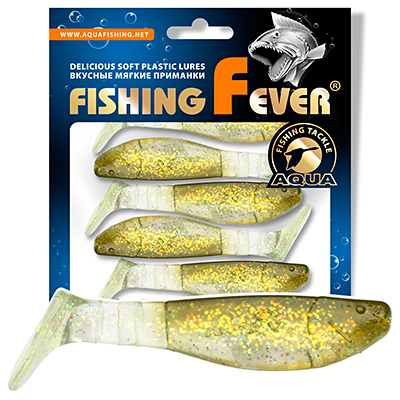 Риппер для рыбалки AQUA FishingFever FLAT, длина - 7,5cm, вес - 6,9g, упаковка 5 шт, цвет WH11 (прозрачно-коричневый с золотыми блестками)