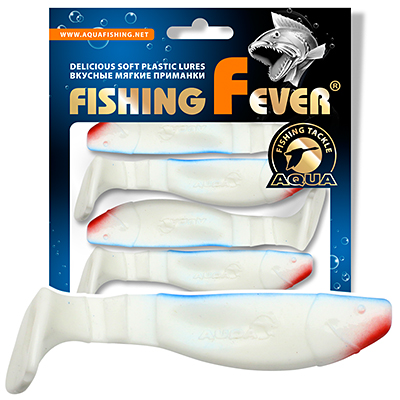 Риппер для рыбалки AQUA FishingFever FLAT, длина - 10,0cm, вес - 11,8g, упаковка 4 шт, цвет 006 (бело-синий с красным)