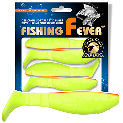 Риппер для рыбалки AQUA FishingFever FLAT, длина - 10,0cm, вес - 11,8g, упаковка 4 шт, цвет 057 (лимонник с красным)