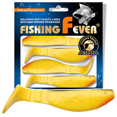 Риппер для рыбалки AQUA FishingFever FLAT, длина - 10,0cm, вес - 11,8g, упаковка 4 шт, цвет 061 (желто-черный с красным)
