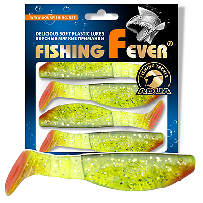 Риппер для рыбалки AQUA FishingFever FLAT, длина - 10,0cm, вес - 11,8g, упаковка 4 шт, цвет 067 (прозрачно-зеленый с блестками)