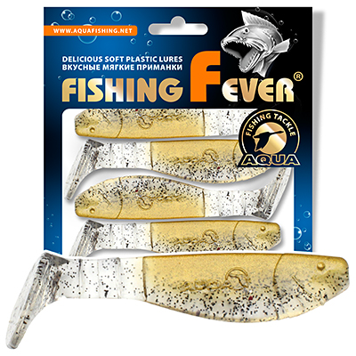 Риппер для рыбалки AQUA FishingFever FLAT, длина - 10,0cm, вес - 11,8g, упаковка 4 шт, цвет WH05 (прозрачно-золотой с блестками)