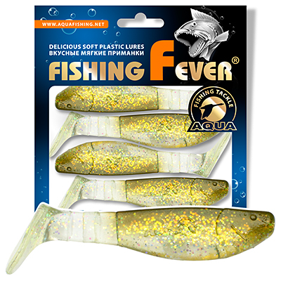 Риппер для рыбалки AQUA FishingFever FLAT, длина - 10,0cm, вес - 11,8g, упаковка 4 шт, цвет WH11 (прозрачно-коричневый с золотыми блестками)